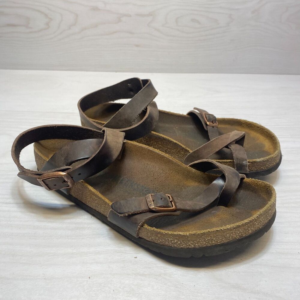 Birkenstock Yara Habana Ankle Oiled Leather Sandals Womens Size 8 Brown Comfort